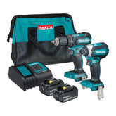 Makita Tools - 2 Piece Brushless Combo Kit - DHP485Z DTD153Z 2 x BL1830B DC18SD & Tote Bag | DLX2283S
